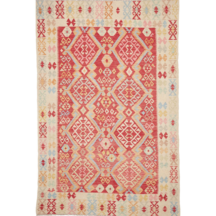 Hand Made Rug Kilim Afghanistan 206x311 Red Ivo
