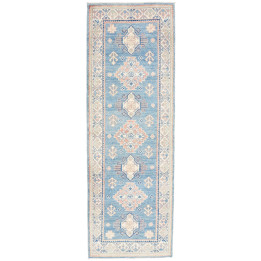 Hand Made Rug Kazak Afghanistan 62x182 Light Bl