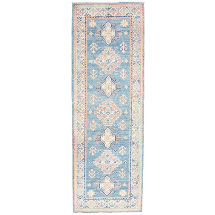 Hand Made Rug Kazak Afghanistan 62x182 Light Bl