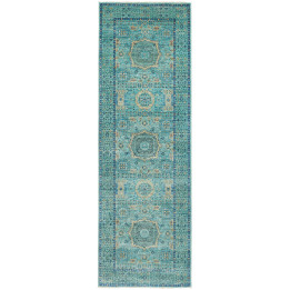 Hand Made Rug Kairo Pakistan 79x248 Petrol Gree