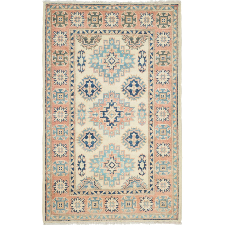Hand Made Rug Kazak Afghanistan 87x136 Ivory An