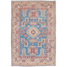 Hand Made Rug Kazak Afghanistan 125x182 Sky Blu