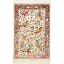 Hand Made Rug Ghom Silk Persia 100x153 Ivory Bo