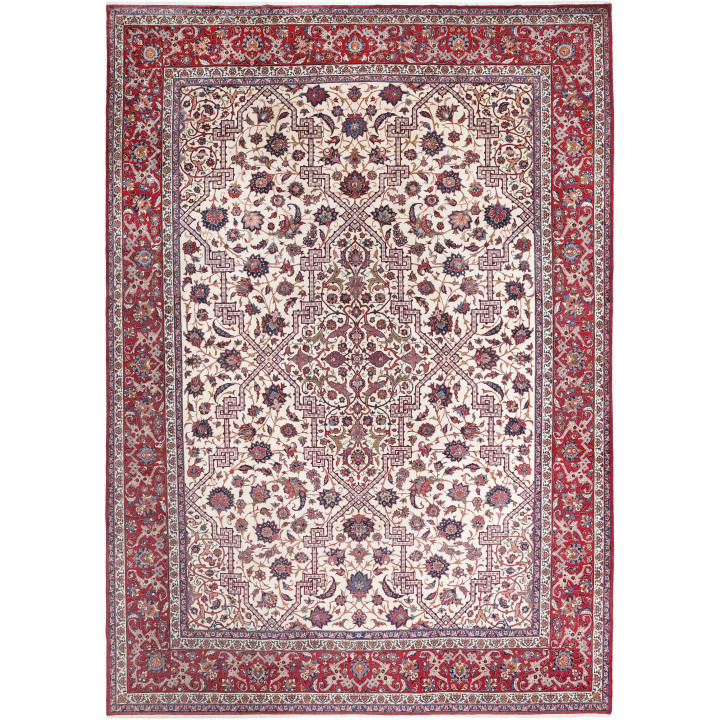 Hand Made Rug Isfahan Persia 368x524 Ivory Red