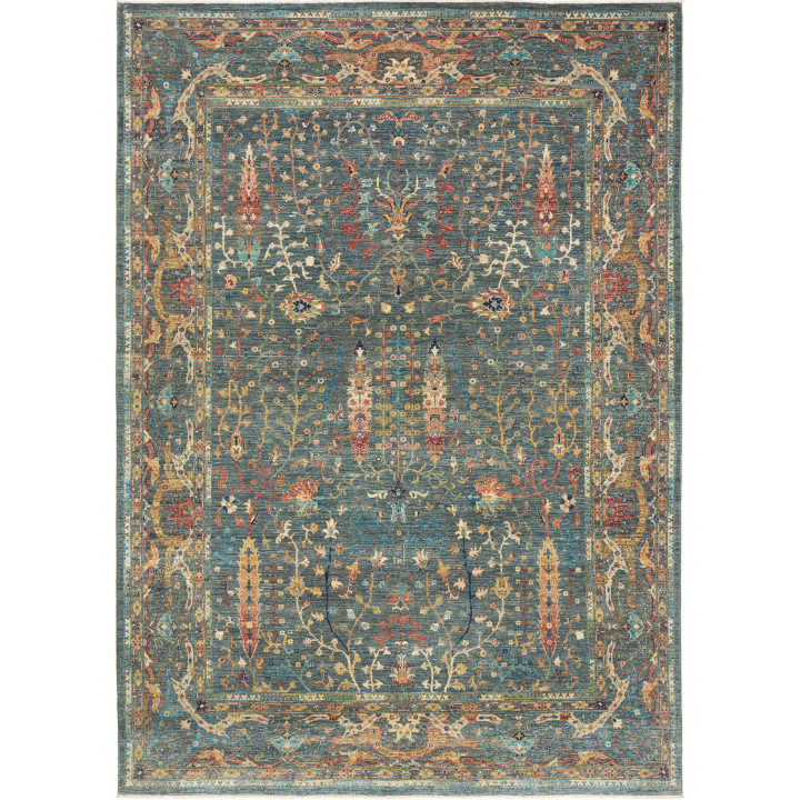 Hand Made Rug Floralia Pakistan 205x288 Petrol