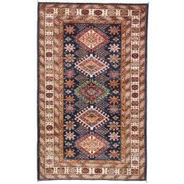 Hand Made Rug Kazak Fine Pakistan 92x150 Midnig