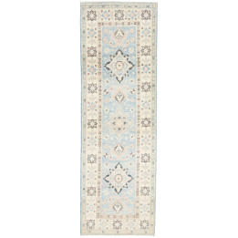 Hand Made Rug Kazak Afghanistan 62x179 Light Bl