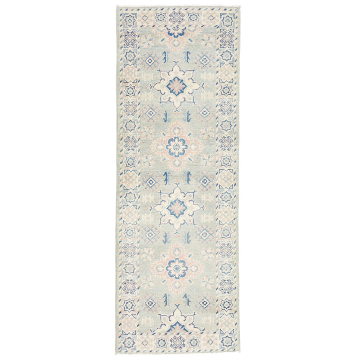 Hand Made Rug Kazak Afghanistan 64x180 Light Bl