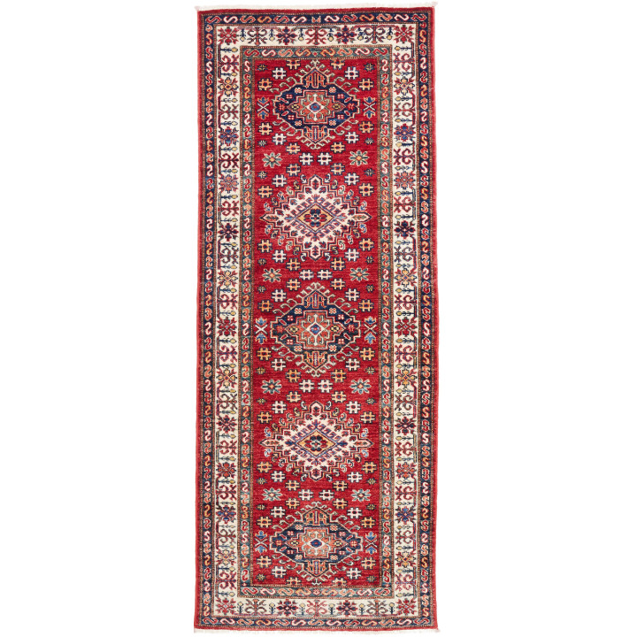 Hand Made Rug Kazak Fine Pakistan 79x205 Red Bl