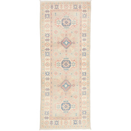 Hand Made Rug Kazak Afghanistan 78x198 Beige Bl