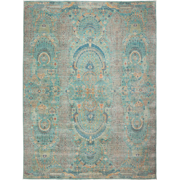 Hand Made Rug Floralia Pakistan 269x366 Turquoi