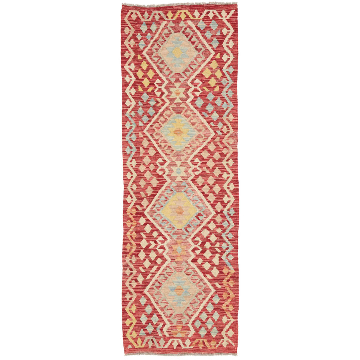Hand Made Rug Kilim Afghanistan 62x189 Red Beig