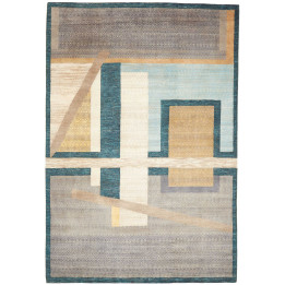 Hand Made Rug Cromopura Pakistan 206x300 Petrol