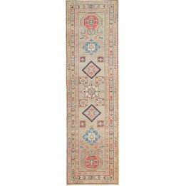 Hand Made Rug Kazak Afghanistan 82x286 Light Gr