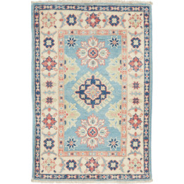 Hand Made Rug Kazak Afghanistan 61x93 Light Blu