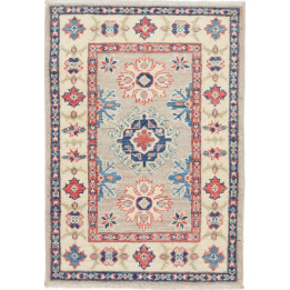 Hand Made Rug Kazak Afghanistan 62x90 Beige Blu