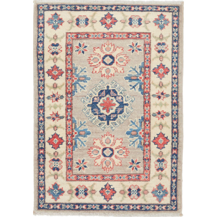 Hand Made Rug Kazak Afghanistan 62x90 Beige Blu