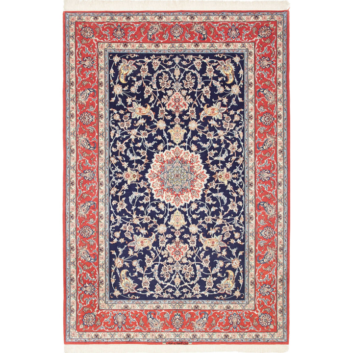 Tappeto Originale Isfahan Persia 157x232 Blu No