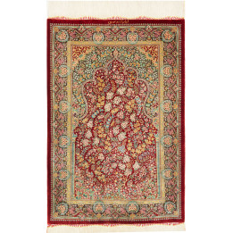 Hand Made Rug Ghom Silk Persia 58x87 Red Green