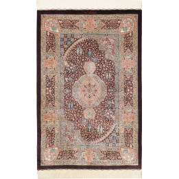 Hand Made Rug Ghom Silk Persia 80x122 Dark Brow