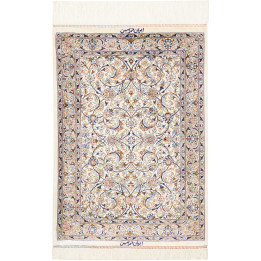 Hand Made Rug Ghom Silk Persia 58x83 Ivory Blue