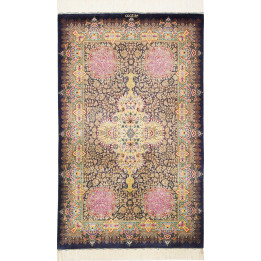 Hand Made Rug Ghom Silk Persia 78x128 Dark Blue