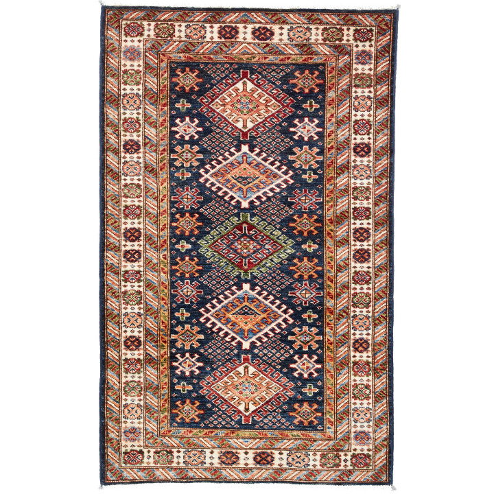 Hand Made Rug Kazak Fine Pakistan 94x150 Midnig