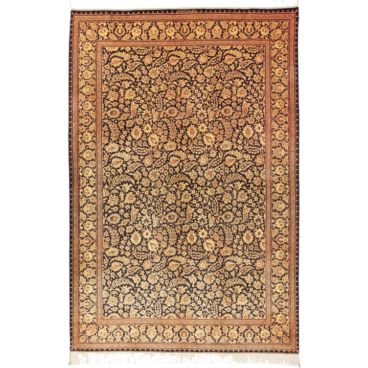Hand Made Rug Ghom Silk Persia 135x203 Black Be