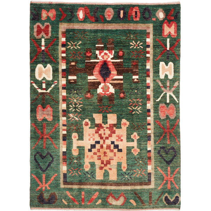 Hand Made Rug Berber Pakistan 178x243 Green Bri