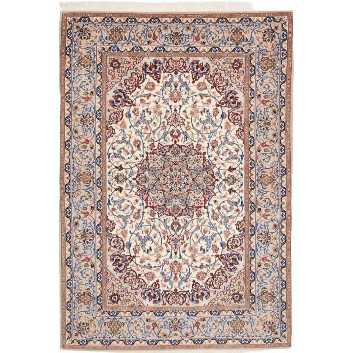 Hand Made Rug Isfahan Persia 135x196 Ivory Dark