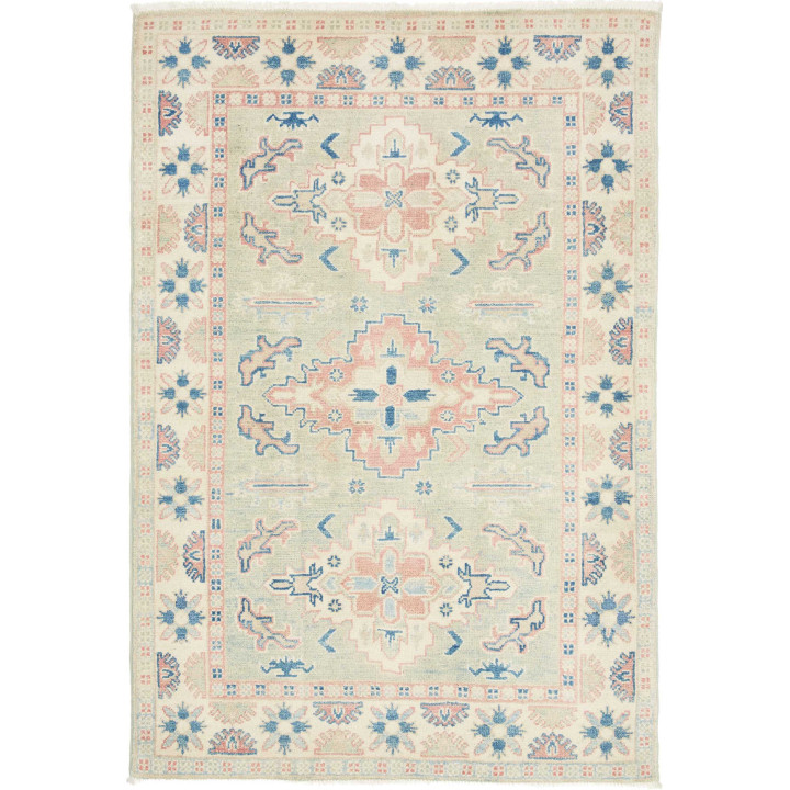 Hand Made Rug Kazak Afghanistan 99x147 Sage Gre