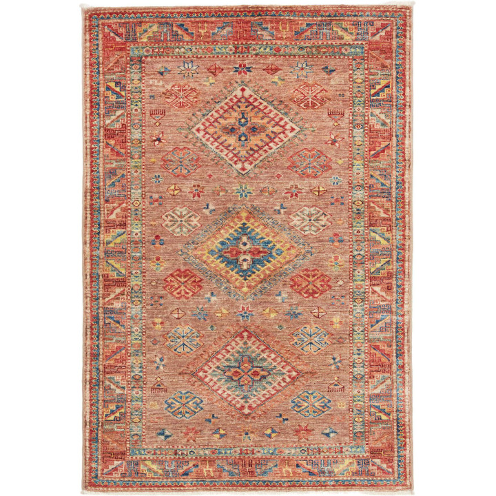 Hand Made Rug Kazak Fine Pakistan 102x148 Brick