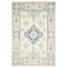 Hand Made Rug Kazak Afghanistan 62x90 Ivory Blu