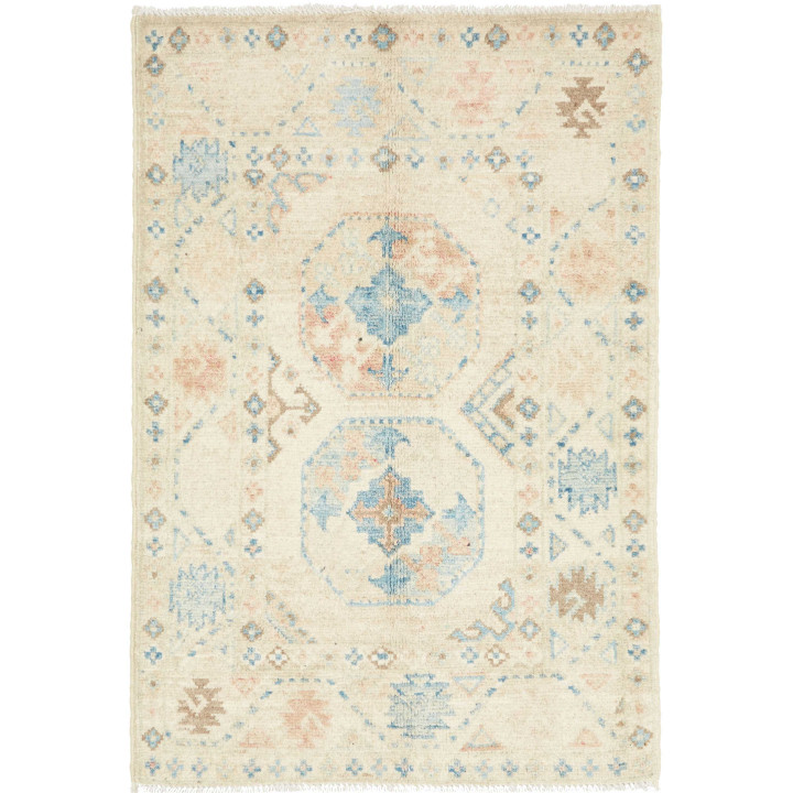 Hand Made Rug Kazak Afghanistan 60x89 Ivory Lig
