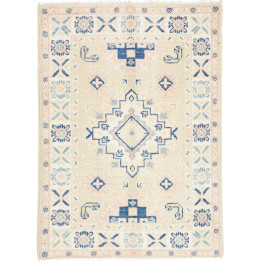 Hand Made Rug Kazak Afghanistan 66x88 Ivory Blu