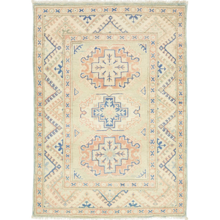 Hand Made Rug Kazak Afghanistan 83x115 Ivory Bl