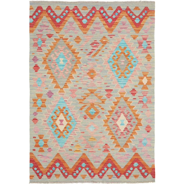 Hand Made Rug Kilim Afghanistan 98x146 Grey Blu