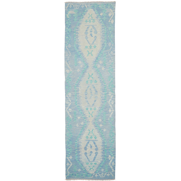 Hand Made Rug Kilim Afghanistan 82x294 Light Bl