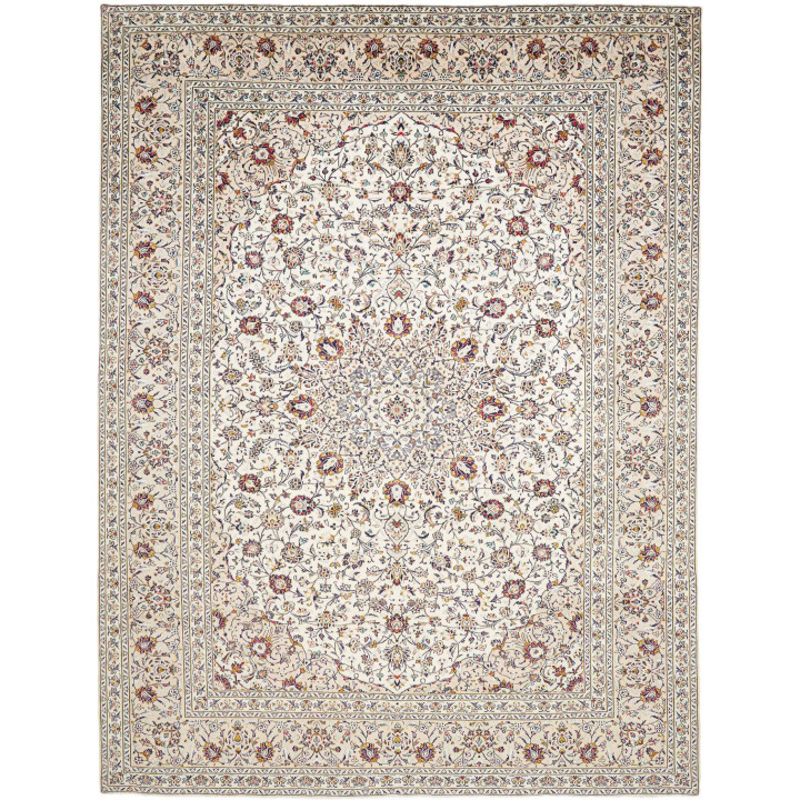Hand Made Rug Kashan Persia 295x390 Ivory Borde