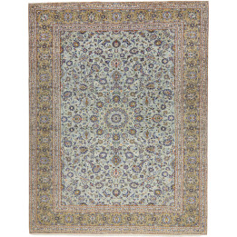 Hand Made Rug Kashan Persia 290x374 Light Green