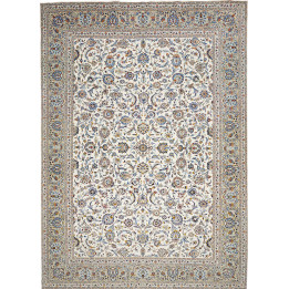 Hand Made Rug Kashan Persia 308x430 Ivory Blue