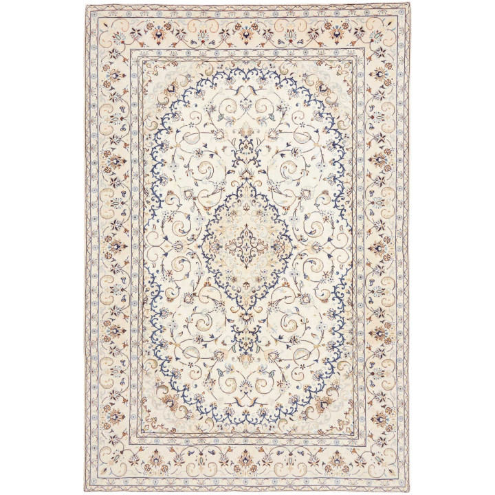 Hand Made Rug Kashan Persia 198x295 Ivory Cobal