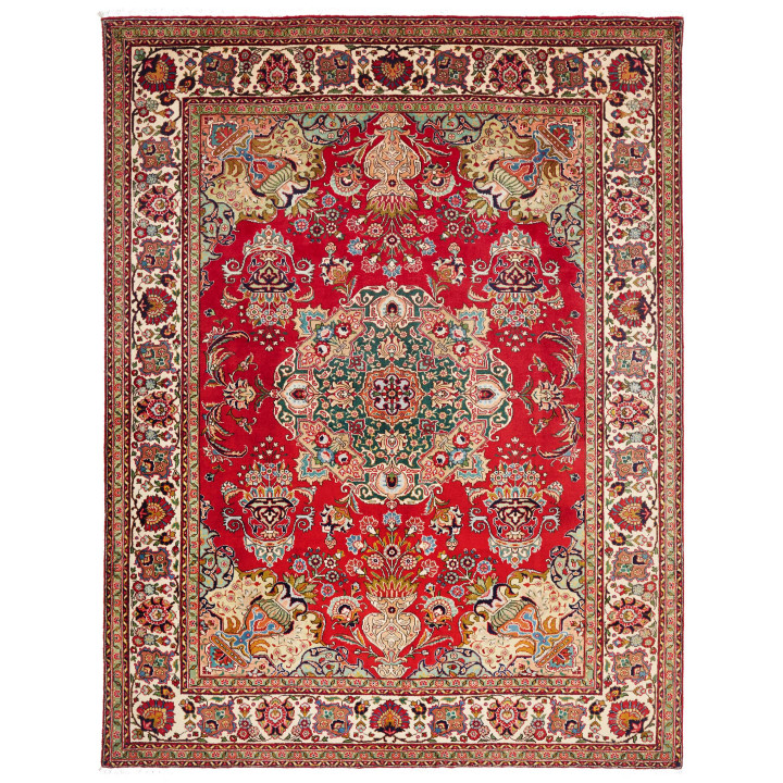 Hand Made Rug Tabriz Persia 222x292 Red Green