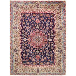 Tappeto Originale Kashan Persia 290x393 Blu Scu