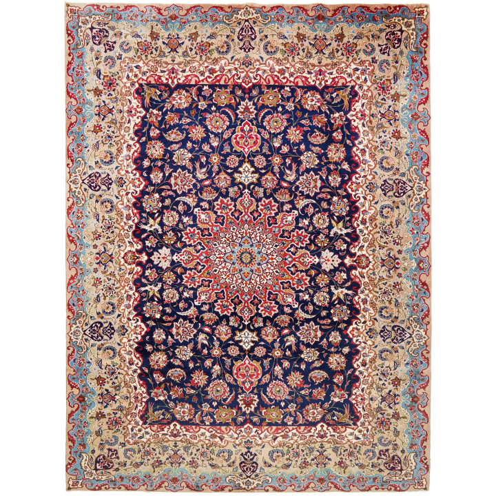 Tappeto Originale Kashan Persia 290x393 Blu Scu