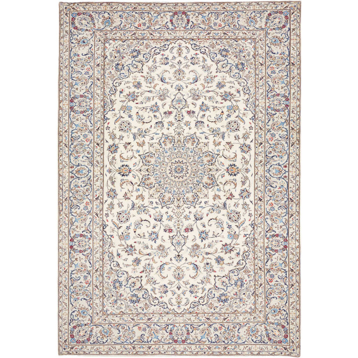 Hand Made Rug Kashan Persia 203x295 Ivory Blue
