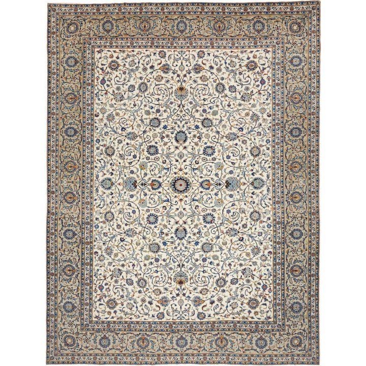 Hand Made Rug Kashan Persia 315x415 Ivory Blue