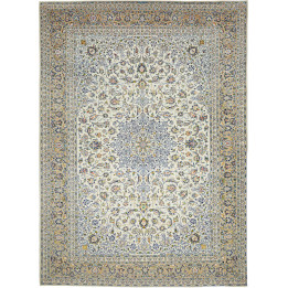 Hand Made Rug Kashan Persia 320x442 Ivory Blue