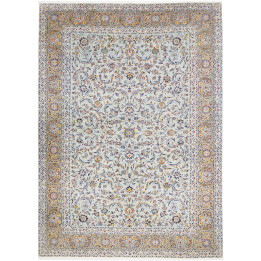 Hand Made Rug Kashan Persia 275x388 Light Blue