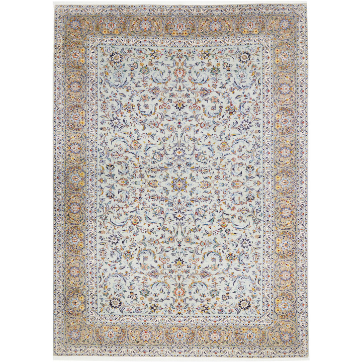 Hand Made Rug Kashan Persia 275x388 Light Blue